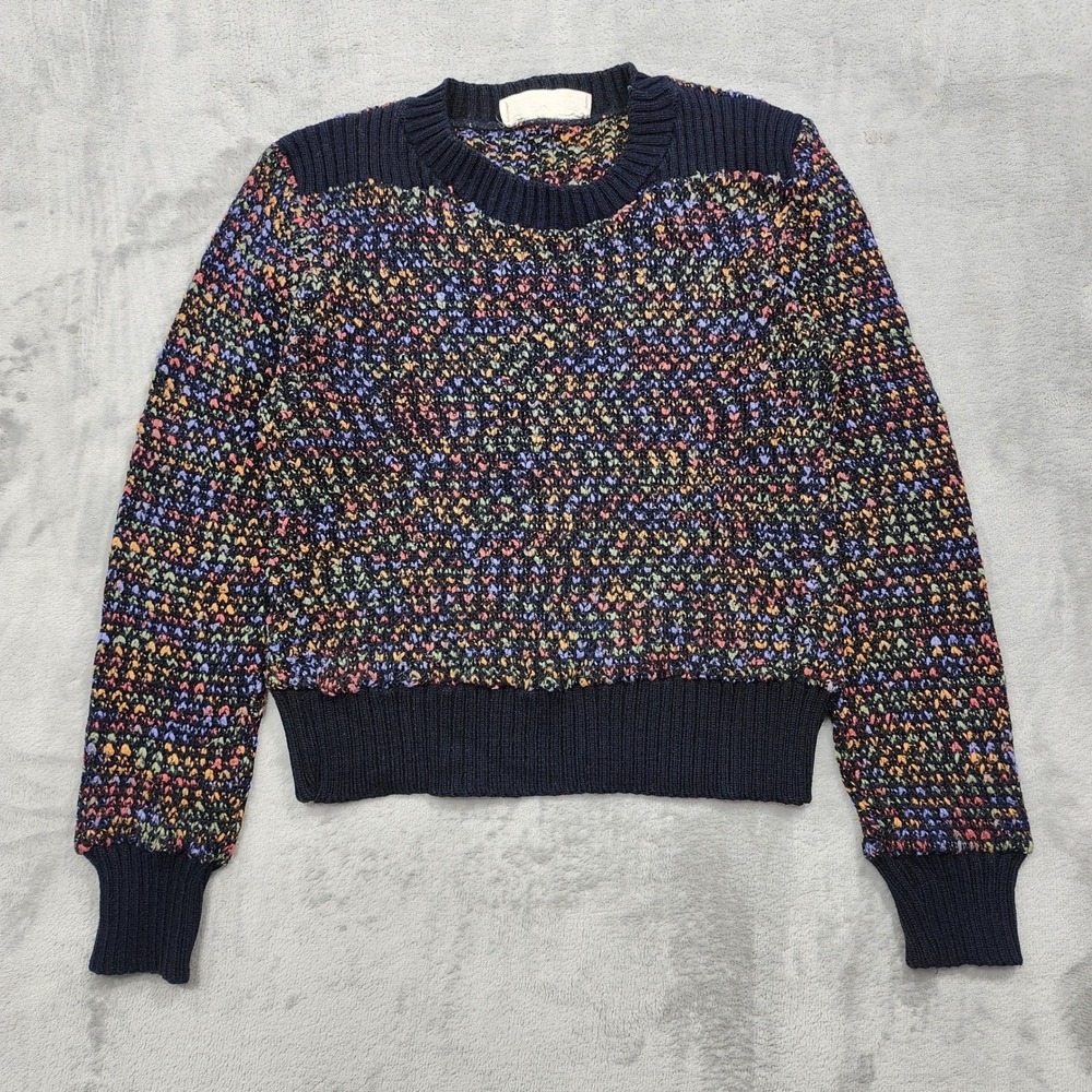 Vintage Toppers Sweater Womens S Black‎ Rainbow Marled Knit Crew Neck Pullover